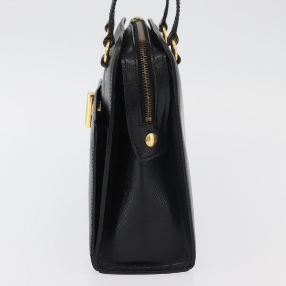 CELINE Hand Bag Leather Black Gold Auth ka3921