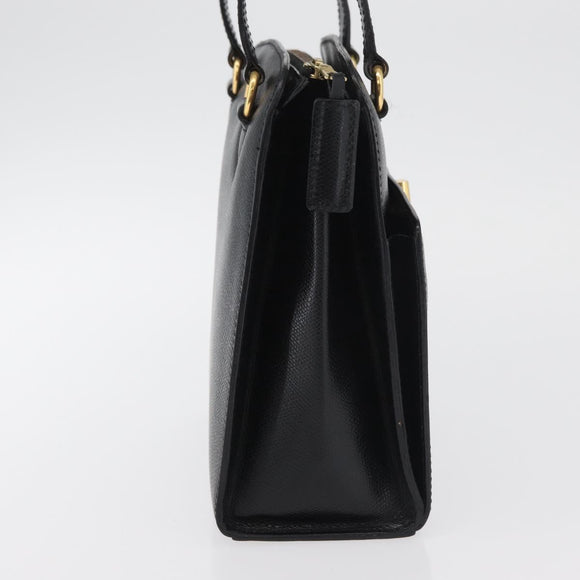 CELINE Hand Bag Leather Black Gold Auth ka3921