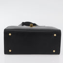 CELINE Hand Bag Leather Black Gold Auth ka3921-5