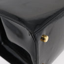 Salvatore Ferragamo Vala Hand Bag Patent leather Black Gold Auth ka3922-12