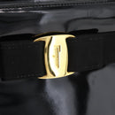 Salvatore Ferragamo Vala Hand Bag Patent leather Black Gold Auth ka3922-14