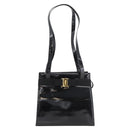 Salvatore Ferragamo Vala Hand Bag Patent leather Black Gold Auth ka3922-2
