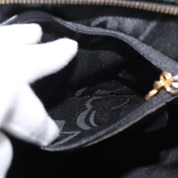 Salvatore Ferragamo Vala Hand Bag Patent leather Black Gold Auth ka3922