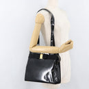 Salvatore Ferragamo Vala Hand Bag Patent leather Black Gold Auth ka3922-23
