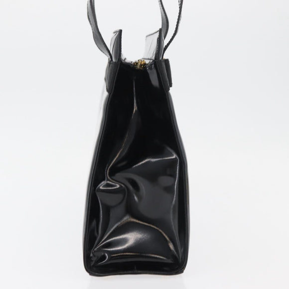 Salvatore Ferragamo Vala Hand Bag Patent leather Black Gold Auth ka3922