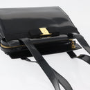 Salvatore Ferragamo Vala Hand Bag Patent leather Black Gold Auth ka3922-6