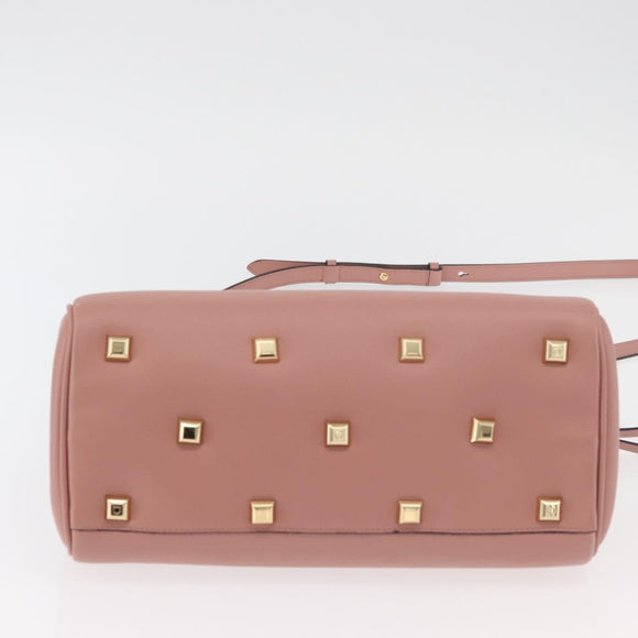 Salvatore Ferragamo Gancini Hand Bag Leather 2way Pink Gold Auth ka3924A