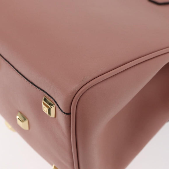 Salvatore Ferragamo Gancini Hand Bag Leather 2way Pink Gold Auth ka3924A