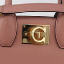 Salvatore Ferragamo Gancini Hand Bag Leather 2way Pink Gold Auth ka3924A-16
