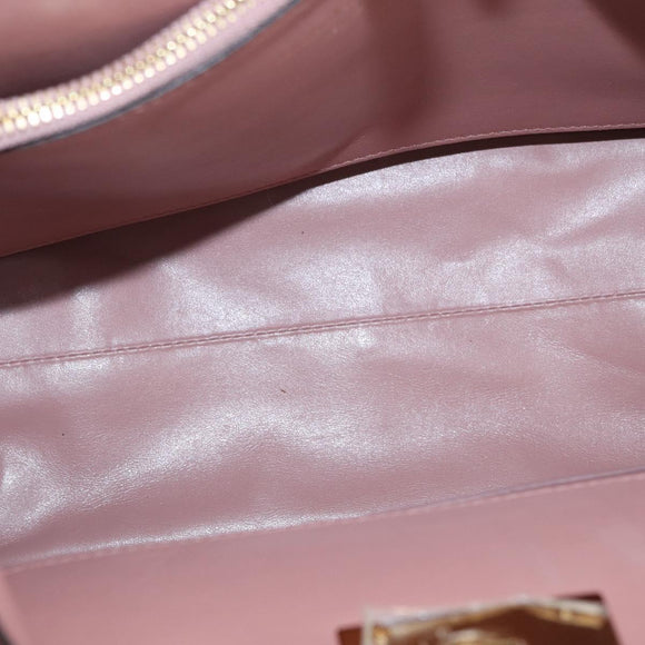 Salvatore Ferragamo Gancini Hand Bag Leather 2way Pink Gold Auth ka3924A