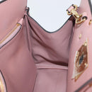 Salvatore Ferragamo Gancini Hand Bag Leather 2way Pink Gold Auth ka3924A-19