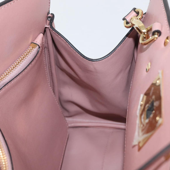 Salvatore Ferragamo Gancini Hand Bag Leather 2way Pink Gold Auth ka3924A