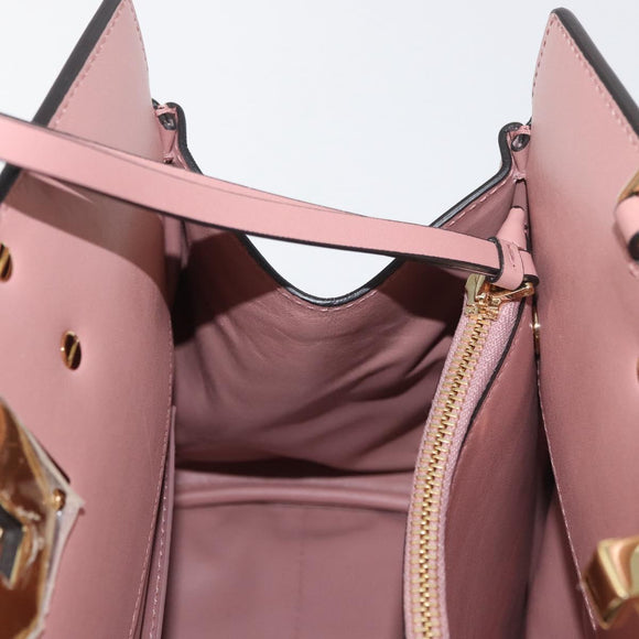 Salvatore Ferragamo Gancini Hand Bag Leather 2way Pink Gold Auth ka3924A