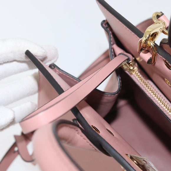 Salvatore Ferragamo Gancini Hand Bag Leather 2way Pink Gold Auth ka3924A