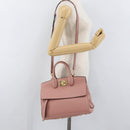 Salvatore Ferragamo Gancini Hand Bag Leather 2way Pink Gold Auth ka3924A-24