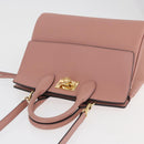 Salvatore Ferragamo Gancini Hand Bag Leather 2way Pink Gold Auth ka3924A-6