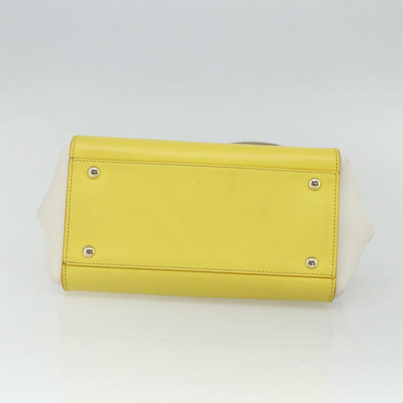 Salvatore Ferragamo Gancini Hand Bag Leather 2way Yellow Gold Auth ka3925A