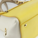 Salvatore Ferragamo Gancini Hand Bag Leather 2way Yellow Gold Auth ka3925A-15