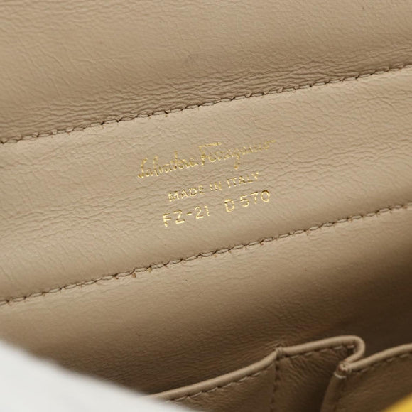 Salvatore Ferragamo Gancini Hand Bag Leather 2way Yellow Gold Auth ka3925A
