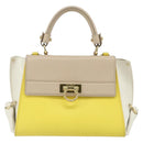 Salvatore Ferragamo Gancini Hand Bag Leather 2way Yellow Gold Auth ka3925A-2