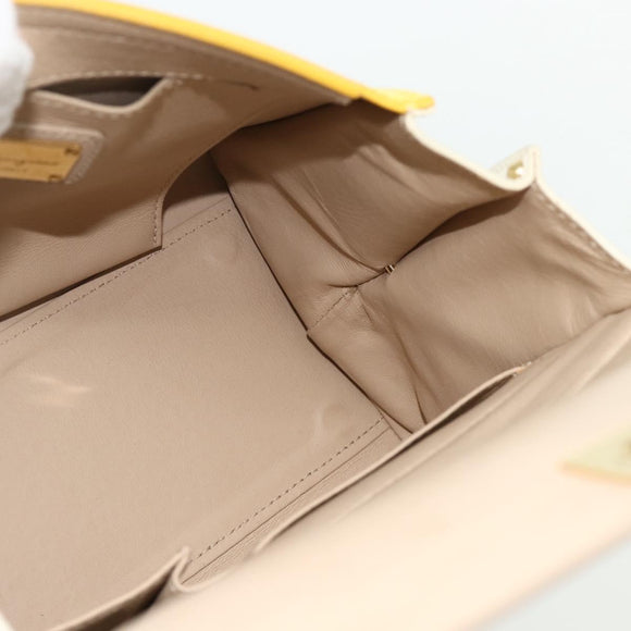 Salvatore Ferragamo Gancini Hand Bag Leather 2way Yellow Gold Auth ka3925A
