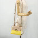Salvatore Ferragamo Gancini Hand Bag Leather 2way Yellow Gold Auth ka3925A-25