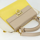 Salvatore Ferragamo Gancini Hand Bag Leather 2way Yellow Gold Auth ka3925A-6