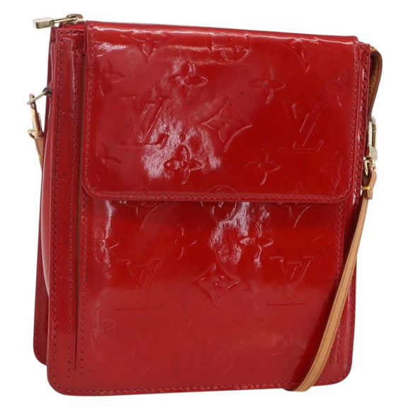 LOUIS VUITTON Monogram Vernis Motto Accessory Pouch Red M91137 LV Auth ka393