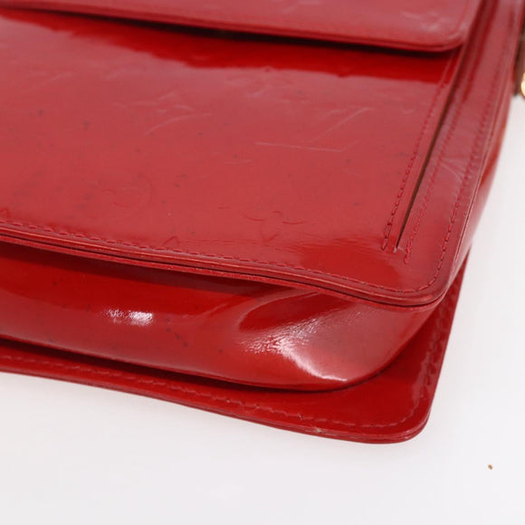LOUIS VUITTON Monogram Vernis Motto Accessory Pouch Red M91137 LV Auth ka393