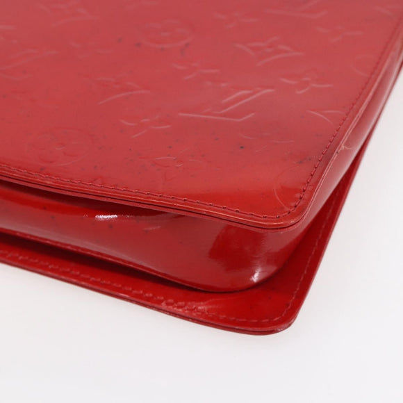 LOUIS VUITTON Monogram Vernis Motto Accessory Pouch Red M91137 LV Auth ka393