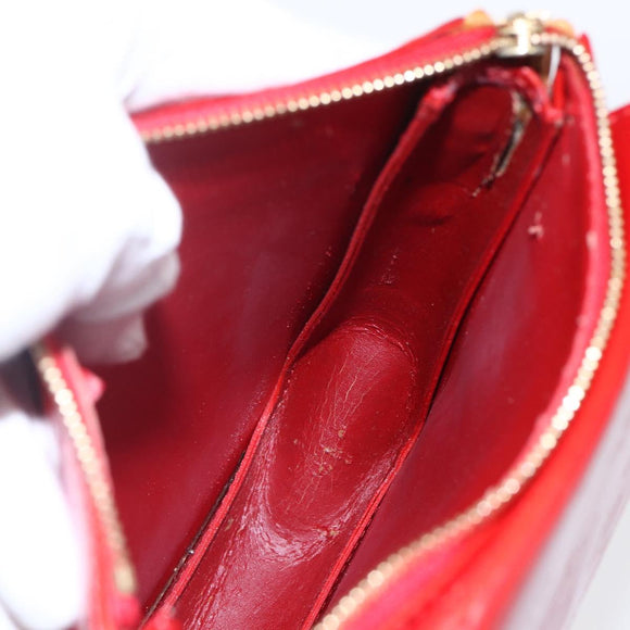 LOUIS VUITTON Monogram Vernis Motto Accessory Pouch Red M91137 LV Auth ka393