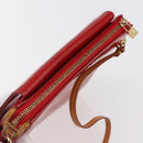 LOUIS VUITTON Monogram Vernis Motto Accessory Pouch Red M91137 LV Auth ka393-6