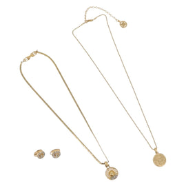 GIVENCHY Necklace metal 3 Set Gold Tone Auth ka3931