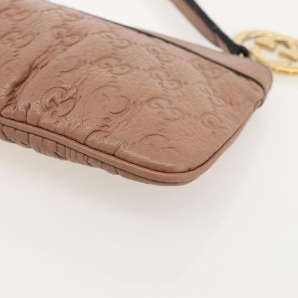 GUCCI GG Canvas Guccissima Pouch Leather Pink Gold 212203 Auth ka3934