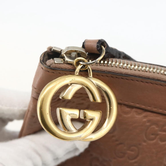 GUCCI GG Canvas Guccissima Pouch Leather Pink Gold 212203 Auth ka3934