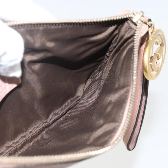 GUCCI GG Canvas Guccissima Pouch Leather Pink Gold 212203 Auth ka3934