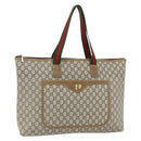 GUCCI GG Plus Supreme Web Sherry Line Tote Bag PVC Beige Red Auth ka3941-1