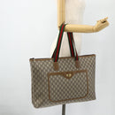 GUCCI GG Plus Supreme Web Sherry Line Tote Bag PVC Beige Red Auth ka3941-20