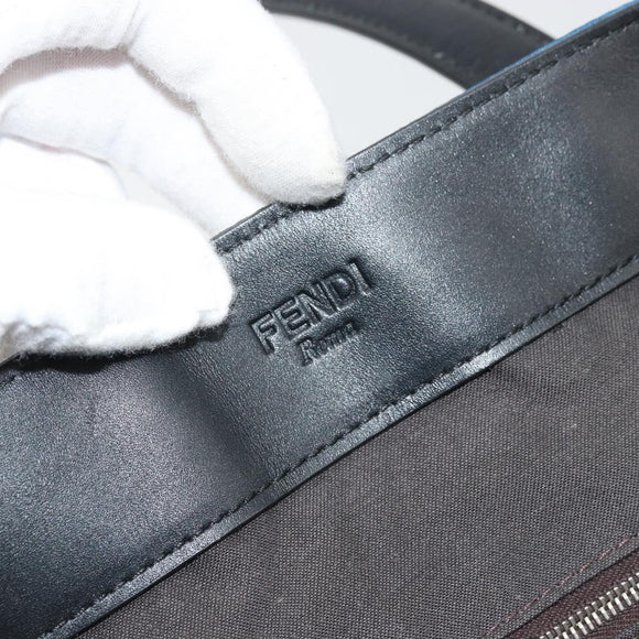 FENDI Tote Bag Nylon Blue Silver Auth ka3942