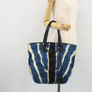 FENDI Tote Bag Nylon Blue Silver Auth ka3942-23