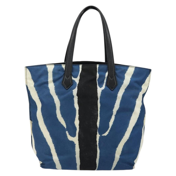 FENDI Tote Bag Nylon Blue Silver Auth ka3942