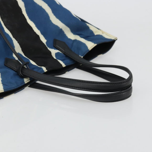 FENDI Tote Bag Nylon Blue Silver Auth ka3942