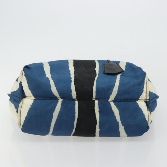FENDI Tote Bag Nylon Blue Silver Auth ka3942