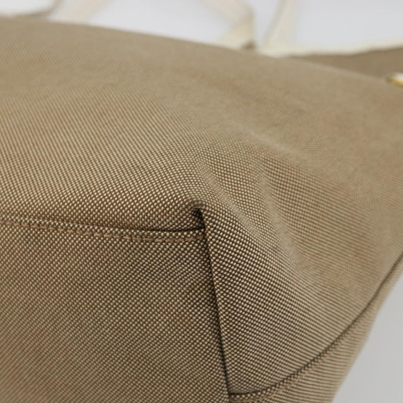 PRADA Tote Bag Canvas Beige Gold Auth ka3943