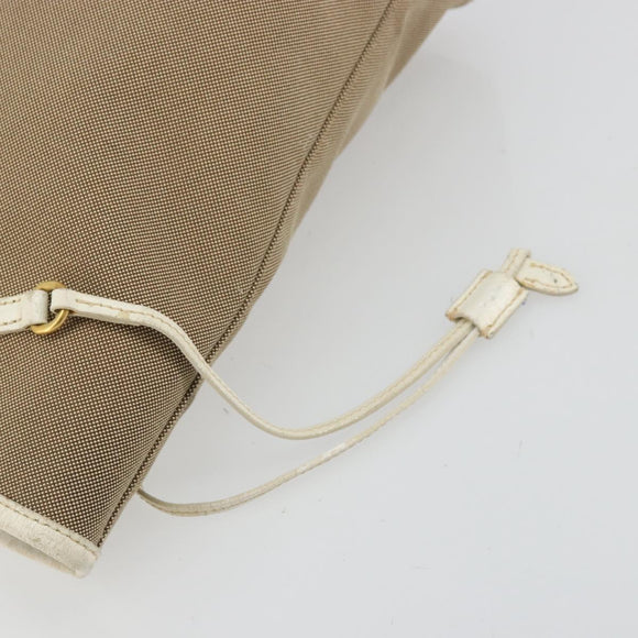PRADA Tote Bag Canvas Beige Gold Auth ka3943