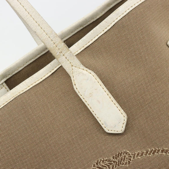 PRADA Tote Bag Canvas Beige Gold Auth ka3943