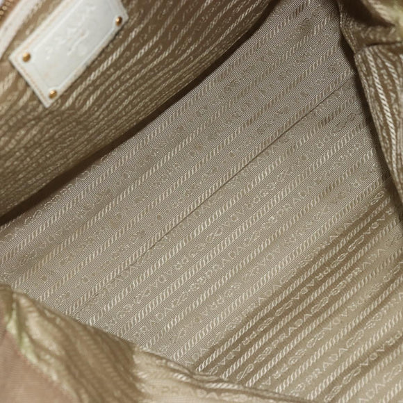 PRADA Tote Bag Canvas Beige Gold Auth ka3943