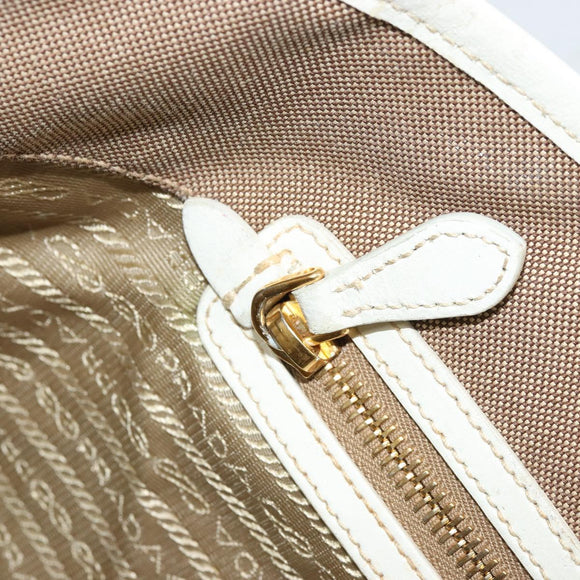 PRADA Tote Bag Canvas Beige Gold Auth ka3943