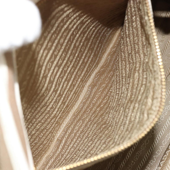PRADA Tote Bag Canvas Beige Gold Auth ka3943