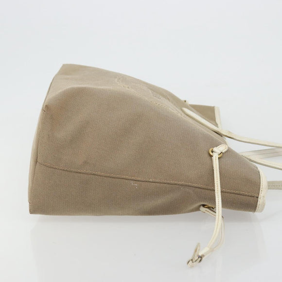 PRADA Tote Bag Canvas Beige Gold Auth ka3943